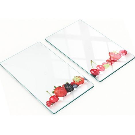 Küchenschneidebretter aus Glas mit grafischem Fruchtmotiv, 2 x 30 x 52 cm (1/5)