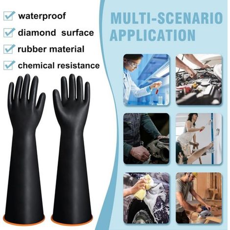 Gants Résistants Aux Produits Chimiques - Latex Naturel - 55 Cm - Antidérapants - Paire (1/5)