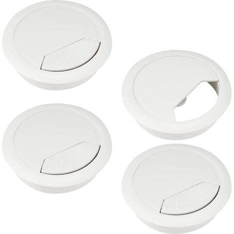 4 Pièces Passe Cable Bureau, 60mm Cache Cable Bureau, Blanc en Plastique  pour Tables, Cache-câble pour Câble Rond, Passe Cables, Organiseur de Fil pour la Maison et Le Bureau (1/5)