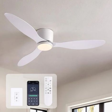Ventilateur plafond 107 cm blanc avec lumière LED – Silent DC, 6 vitesses, télécommande & minuterie (1/5)