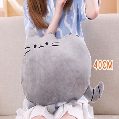 plush decorative cat cushion, 40cm grey cat, perfect as a birthday gift. (1/4)