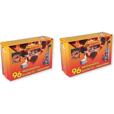 FAVORIT 2er Set Anzündwürfel – für Grill Kamin (2 x 800 g Karton)