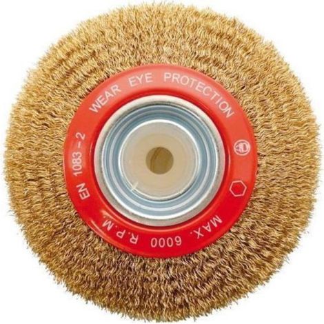 Peugeot – Brosse pour meuleuse en acier laitonné 150x18x32 mm – Fil 0,30 mm pour nettoyage et décapage de surfaces métalliques