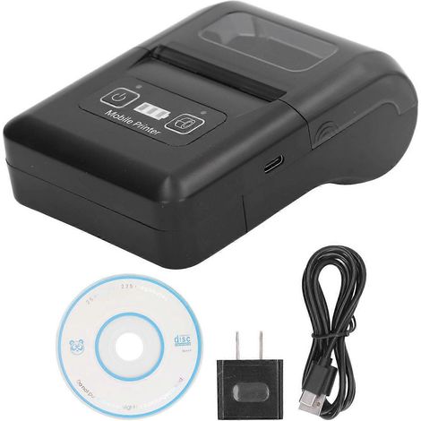 Imprimante thermique portable avec fonction Bluetooth, 58 mm, pour adresses, codes-barres et reçus (10 pièces)
