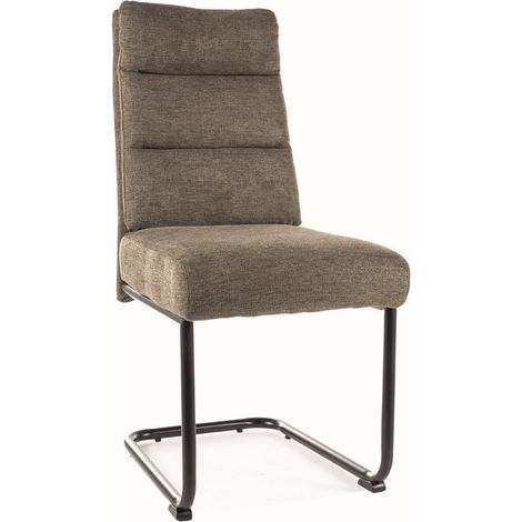 Chaise design en tissu vert olive avec piètement en métal noir Marilou (1/5)