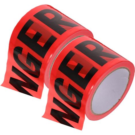 Ruban D'avertissement Non Adhésif Rouge Danger 7,5 Cm X 100 M, 2 Rouleaux de Ruban de Signalisation sans Colle pour Scène de Crime, Sécurité Chantier et Délimitation de Zones (1/5)
