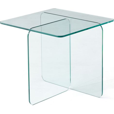 Tavolino laterale in vetro temperato trasparente curvato 45x45x41 cm MODENUIT (1/5)