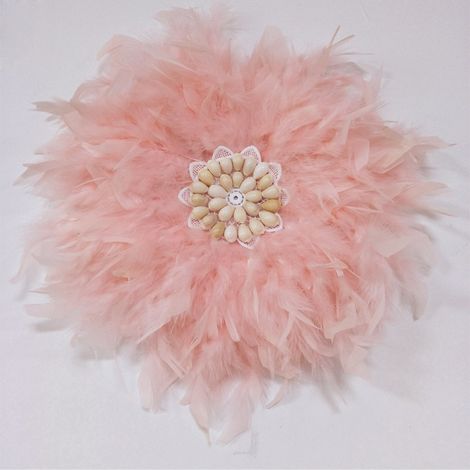 Nordic Home Simple Rond À La Main Plume Ornement Fleur Décoration Murale Enfants Mur Pendentif Décoration 40cm Rose