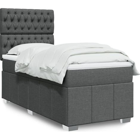 Boxspringbett mit Matratze Dunkelgrau 90x200 cm Stoff