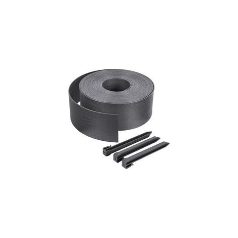 Bordura per giardino in PE riciclato da 10 m – Altezza 12 cm, Spessore 3 mm – 10 picchetti in polipropilene – Aspetto naturale per la delimitazione dei confini (1/4)