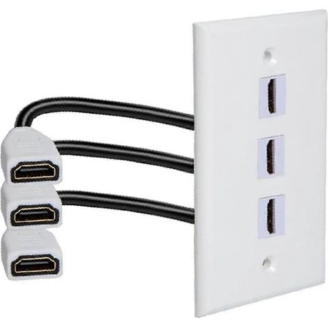 Plaque murale compatible 3 ports 3D 4K 60 Hz, adaptateur femelle-femelle 2.0 compatible pour home cinéma et DVD. (1/5)