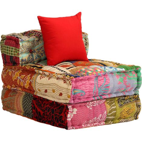Maison Exclusive - Pouf Modulare a 3 Posti in Tessuto Patchwork