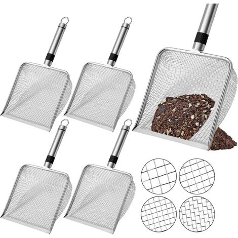 Tamis de jardin en acier inoxydable 4 pièces – mailles de 2,0 mm / 2,8 mm / 3,8 mm / 5,0 mm – pour tamiser la terre, le compost, le sable et les substrats horticoles (1/5)