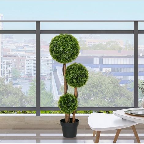 Bosso artificiale a 3 sfere 27×27×110 cm in polietilene verde resistente ai raggi UV – MEUBLIV (1/5)
