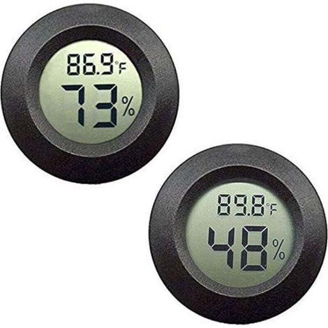 Mini-Hygrometer-Thermometer mit digitalem LCD-Display für den Innen- und Außenbereich, geeignet für Luftbefeuchter, Luftentfeuchter, Gewächshäuser, Keller und Kinderzimmer, Schwarz – 2 Stück (1/4)