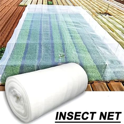 Filet de protection anti-insectes blanc à mailles de 60 (2,5 x 30 m) pour jardin, idéal pour les plantes, les légumes, les fruits et les fleurs. Protection contre les petits insectes nuisibles et les  (1/4)