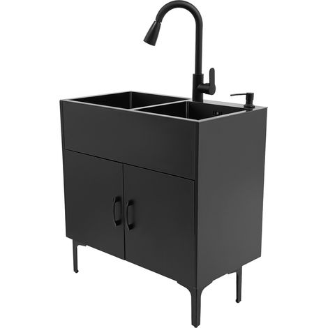Fregadero multifuncional de acero inoxidable con fregadero y grifo ajustable, fregadero de cocina independiente, fregadero con armario. (1/5)