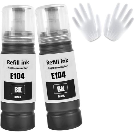 Encre 2 Noir Compatible T104 pour ET-2810 ET-2815 ET-2820 ET-2825 ET-2710 ET-2711 ET-2712 ET-2714 ET-2715 ET-2720 ET-2721 ET-2726 ET-4700 ET-4800 Imprimante (BK2) (1/5)