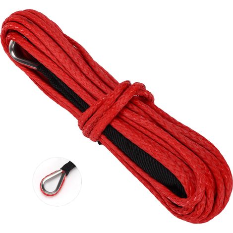 Câble de treuil en corde synthétique 15 m 3500 kg nylon remplacement pour SUV camion ATV UTV Smittybilt rouge (1/5)