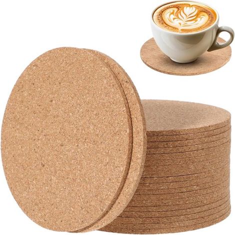 Dessous de verre en liège - Lot de 20 - Absorbants et résistants à la chaleur - Ø 10 cm - Utilisables comme sets de table - Résistants à la chaleur - Antidérapants (1/5)
