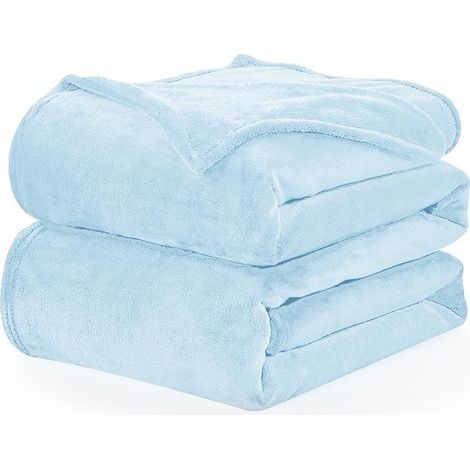 Plaid Couverture Polaire Flanelle en Microfibre, Jeté de Canapé 200x150 Bleu Clair, Couverture lit Jete de Canape 1 Personne, Plaid Fourrure Petit Chaud et Doux en Peluche (1/5)