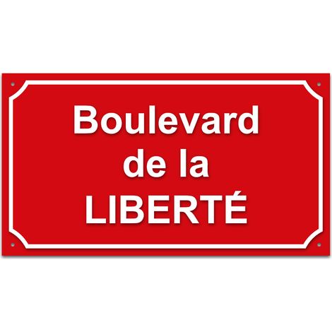 Plaque de rue en aluminium 1,5mm à visser avec lettrage en plexi . Signalétique Plaque de rue à visser. Plaque Rouge RAL 3020 / Texte Blanc . - Plaque Rouge RAL 3020 / Texte Blanc (1/5)