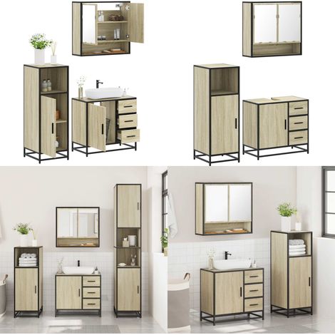 vidaXL Ensemble de meubles de salle de bain 3 pcs chêne sonoma (1/5)