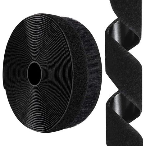 Velcro auto-adhésif - pour moustiquaires, rideaux de porte et plus encore - comprend des côtés à boucle et à crochet, 3 cm x 3 m, noir (1/4)