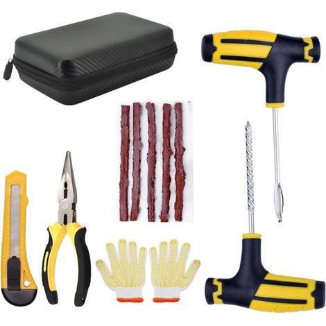 Kit de reparación de neumáticos de 11 piezas, kit de reparación de neumáticos, kit de reparación de neumáticos pequeño (1/5)