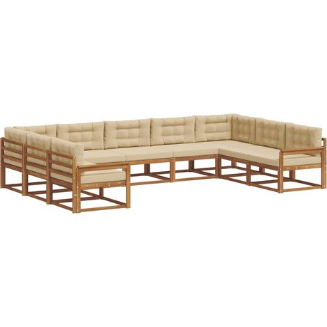 Set di divani da esterno 9 pz Naturale e Beige vidaXL (1/5)