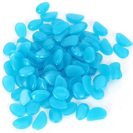 Lot 100 pierres lumineuses – bleu – jardin / aquarium – fluorescent (1/5)