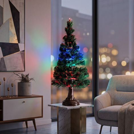 Sapin de Noël Led Fibre Optique Bleu et Rouge avec Effets 60 cm