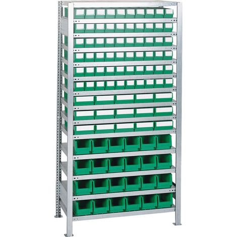 Ripiano a scatto H2000xL1000xP400mm ripiano aggiuntivo 14 ripiani in acciaio 90 x 3,15 x 4 verde