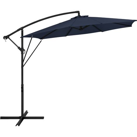 ML-Design Ampelschirm Ø 300 cm, Navy Blau, Alu Sonnenschirm mit Kurbel, Gartenschirm UV50+ Sonnenschutz & wasserabweisend, Marktschirm 360° drehbar & neigbar, Terrassenschirm mit Abdeckung & Ständer