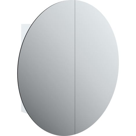 Armoire de salle de bain miroir rond et LED Blanc 54x54x17,5 cm (1/5)