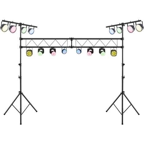 COSTWAY Supporto per Illuminazione DJ Portatile da 350 cm, Supporto per Luci Pieghecole in Metallo con Altezza Regolabile, 32 Punti di Montaggio, Capacità 100 KG