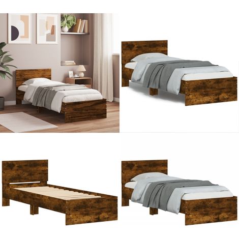 Cadre de lit sans matelas avec tête de lit chêne fumé 75x190 cm - Cadre De Lit - Lit Double - Lit Avec Têtière - Lit Design - Literie - Home & Living (1/5)