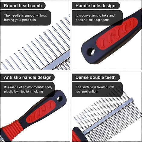 Peigne pour chien et chat, brosse de toilettage pour animaux de compagnie, peigne de coupe double face pour poils (1/4)