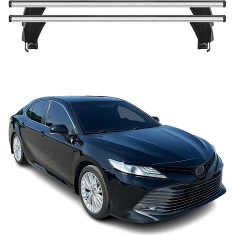 OMAC Barres de toit transversales en aluminium pour Toyota Camry XV70 2018-2022 – Antivol – Rainure en T – Testées City Crash – Charge Max 50 kg Argent (1/4)