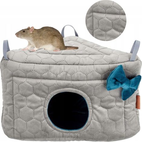 CASETTA ANGOLARE A FORMA DI GROTTA per criceti, degu e ratti, 34x24 cm, GRIGIA (1/5)