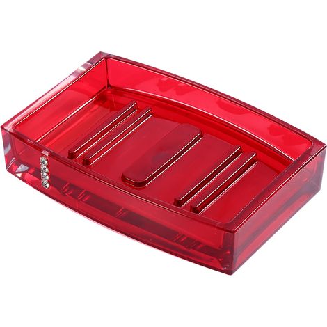 Set de 5 accessoires de salle de bain en acrylique : gobelet, distributeur, porte-brosse à dents et porte-savon assortis. (1/3)