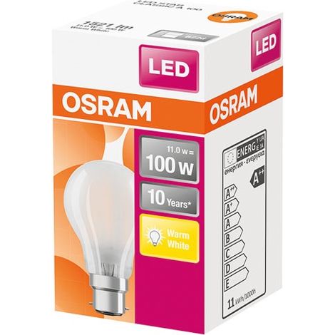 ampoule à led - osram parathom fil - b22 - 11w - 2700k - 1521 lm - cla100 - dépolie - osram 124684 (1/7)