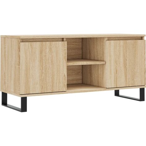 Mueble TV con gran espacio de almacenamiento salón 104 x 35 x 50 cm acabado mate de madera contrachapada roble sonoma 020048555 (1/5)