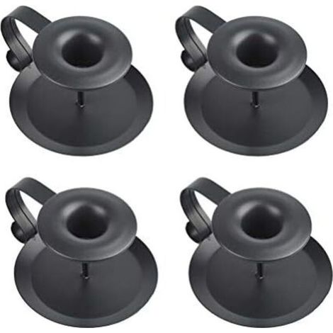 CSPARKV 11x6cm 4 Pièces Bougeoirs Vintage Noirs en Métal, Bougeoirs avec Poignée et Plateau Décoration Table pour Hôtel, Restaurant et Salle (1/5)