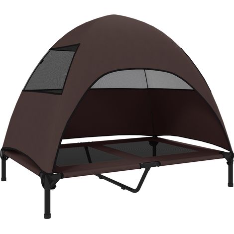 GagaLit pour chien exterieur avec toit sureleve pour grands chiens 106 x 76 x 99 cm cafe (1/5)
