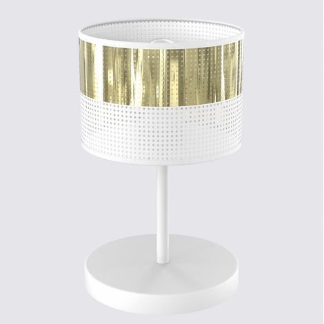 Lampada da tavolo LUX in acciaio bianco e finitura oro (1/5)