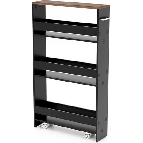Carrello portaoggetti stretto 47,5 x 13 x 80,5 cm mobilità flessibile design moderno legno marrone 200019382