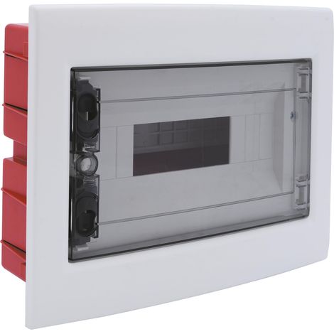 Centralino da incasso 12 moduli con portello fumé e telaio estraibile, bianco, 330x255x80 mm, ideale per installazioni elettriche domestiche e professionali