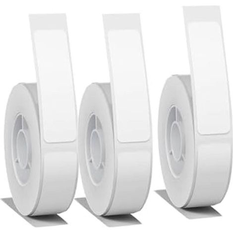 Papier étiquette blanche pour étiqueteuse D11 D110 D101, 3 rouleaux, blanc, 12 x 40 mm, ruban adhésif imperméable (1/5)