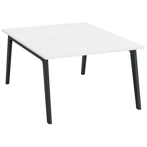 Pôle de 2 bureaux Exprim blanc + goulotte L 120 cm - piètement anthracite - Maxiburo